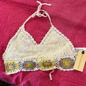Crocheted halter crop top